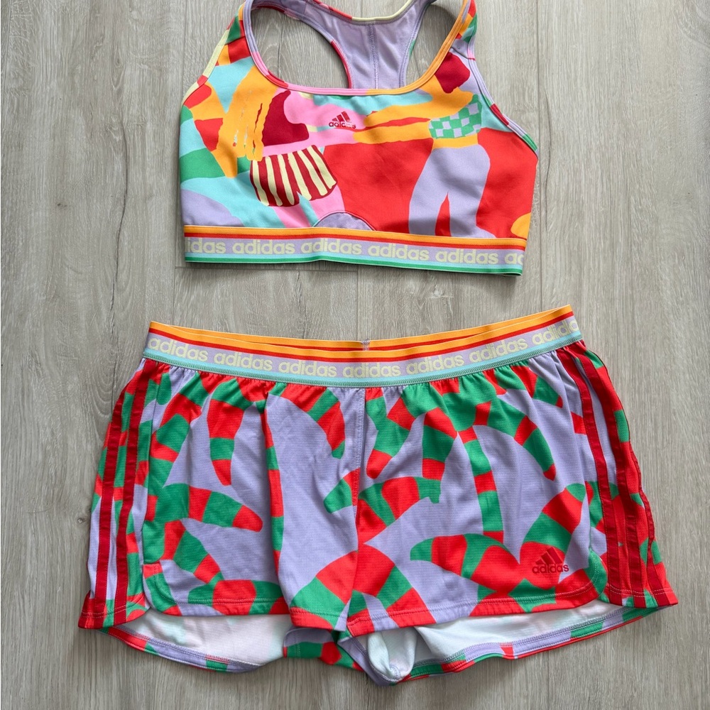 Adidas x Farm Rio Sports Bra and Athletic Shorts Set